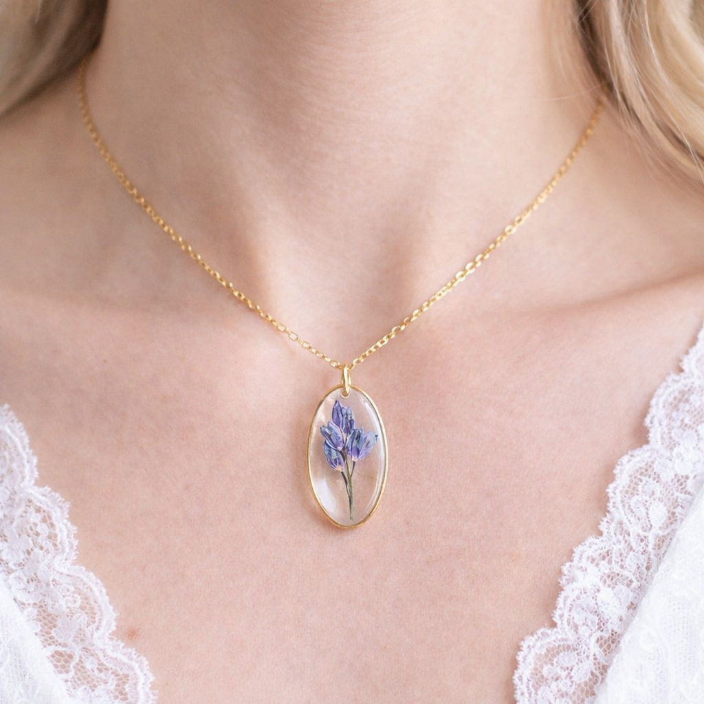 Verižica z modro čebulico, pozlačena - slika 4