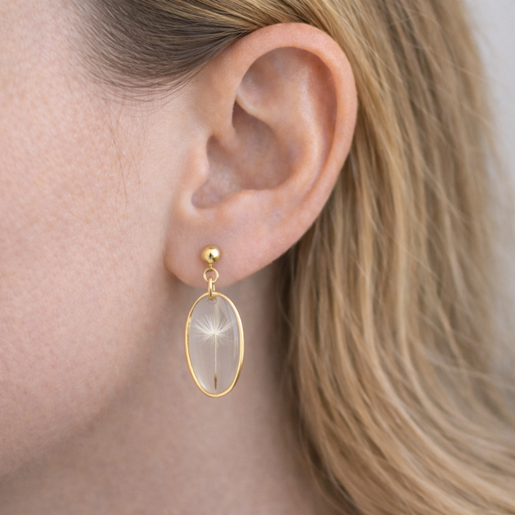 Uhani z regratovim semenom, pozlačeni