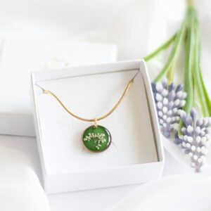 Verižica z divjim korenjem, zelena, pozlačena